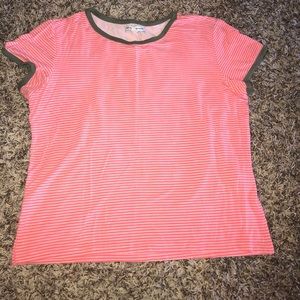 American Eagle coral & white striped shirt